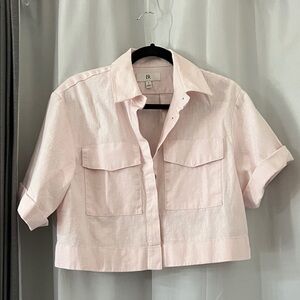 Banana Republic Light Pink Cropped Shirt